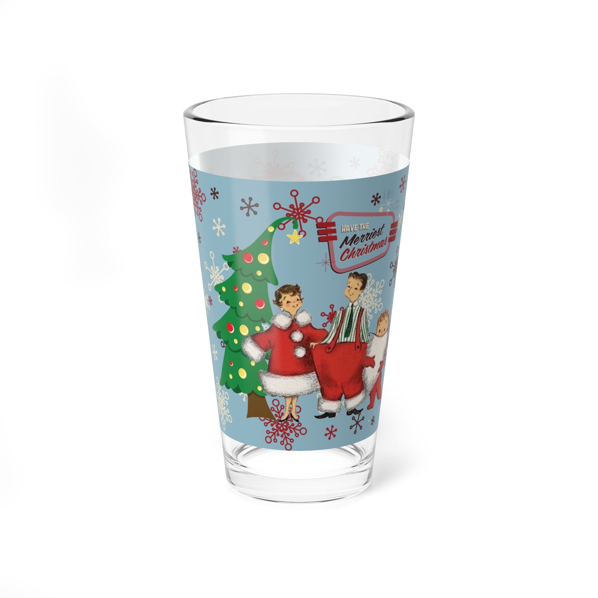 Kate McEnroe New York Retro Vintage Kitsch Christmas Family Pint Glass, Mid Century Modern 50s Holiday DrinkwarePint Glasses31489918442532513200