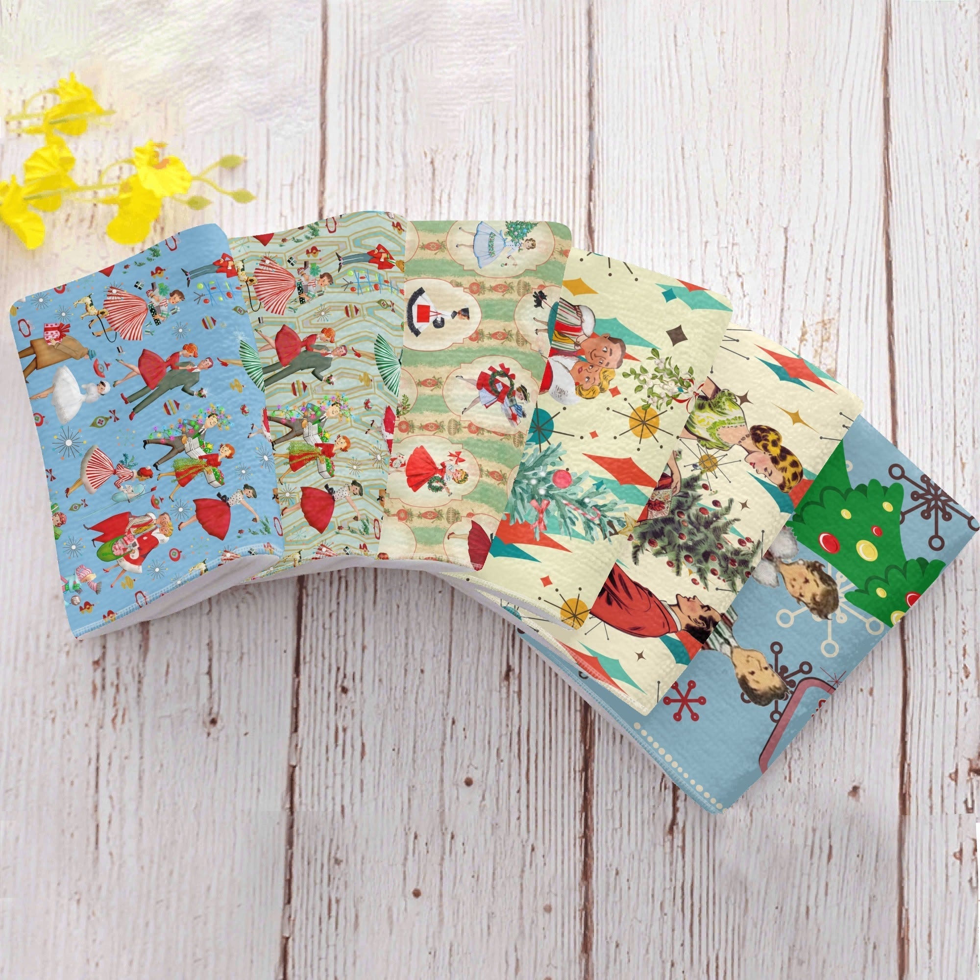 Kate McEnroe New York Retro Vintage Kitsch Christmas Hand Towels, Mid Century Modern Holiday Bath Kitchen TowelsHand TowelsW8M7737W - 1