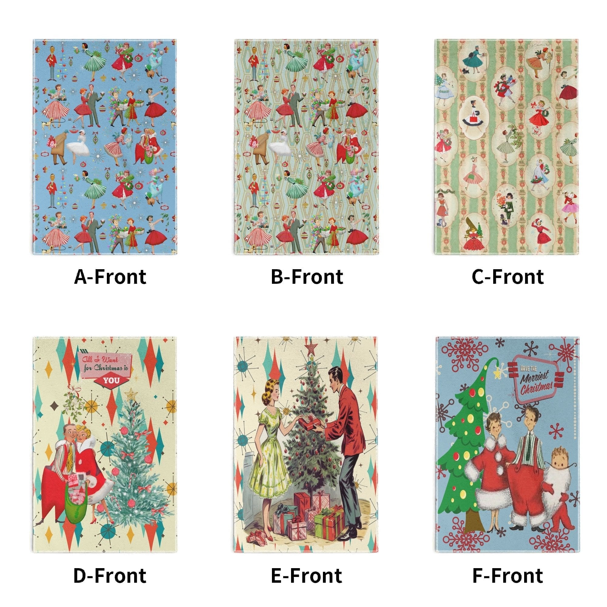 Kate McEnroe New York Retro Vintage Kitsch Christmas Hand Towels, Mid Century Modern Holiday Bath Kitchen TowelsHand TowelsW8M7737W - 1