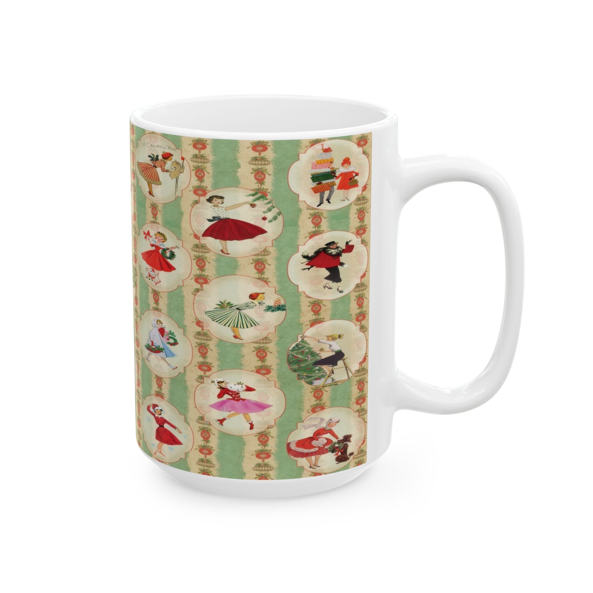 Kate McEnroe New York Retro Vintage Kitsch Christmas MCM Mug, 1950s Vintage Holiday Coffee Cup, Mid Century Modern Christmas Gift, Atomic Holiday DrinkwareMugs13325602524004032402