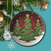 Kate McEnroe New York Retro Vintage Kitsch Christmas Tree Plate, Mid Century Modern Holiday DinnerwareDinner Plates