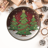 Kate McEnroe New York Retro Vintage Kitsch Christmas Tree Plate, Mid Century Modern Holiday DinnerwareDinner Plates