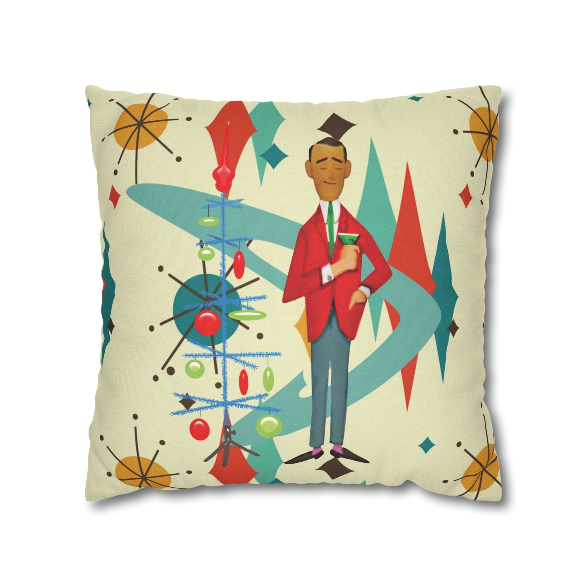 Kate McEnroe New York Retro Vintage Kitsch MCM Christmas Holiday Pillow CoverThrow Pillow Covers17584616801444021718