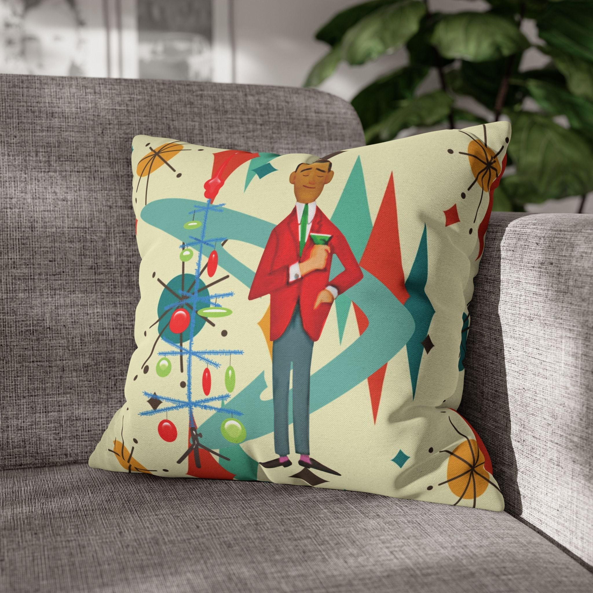 Kate McEnroe New York Retro Vintage Kitsch MCM Christmas Holiday Pillow CoverThrow Pillow Covers31954214882684127652