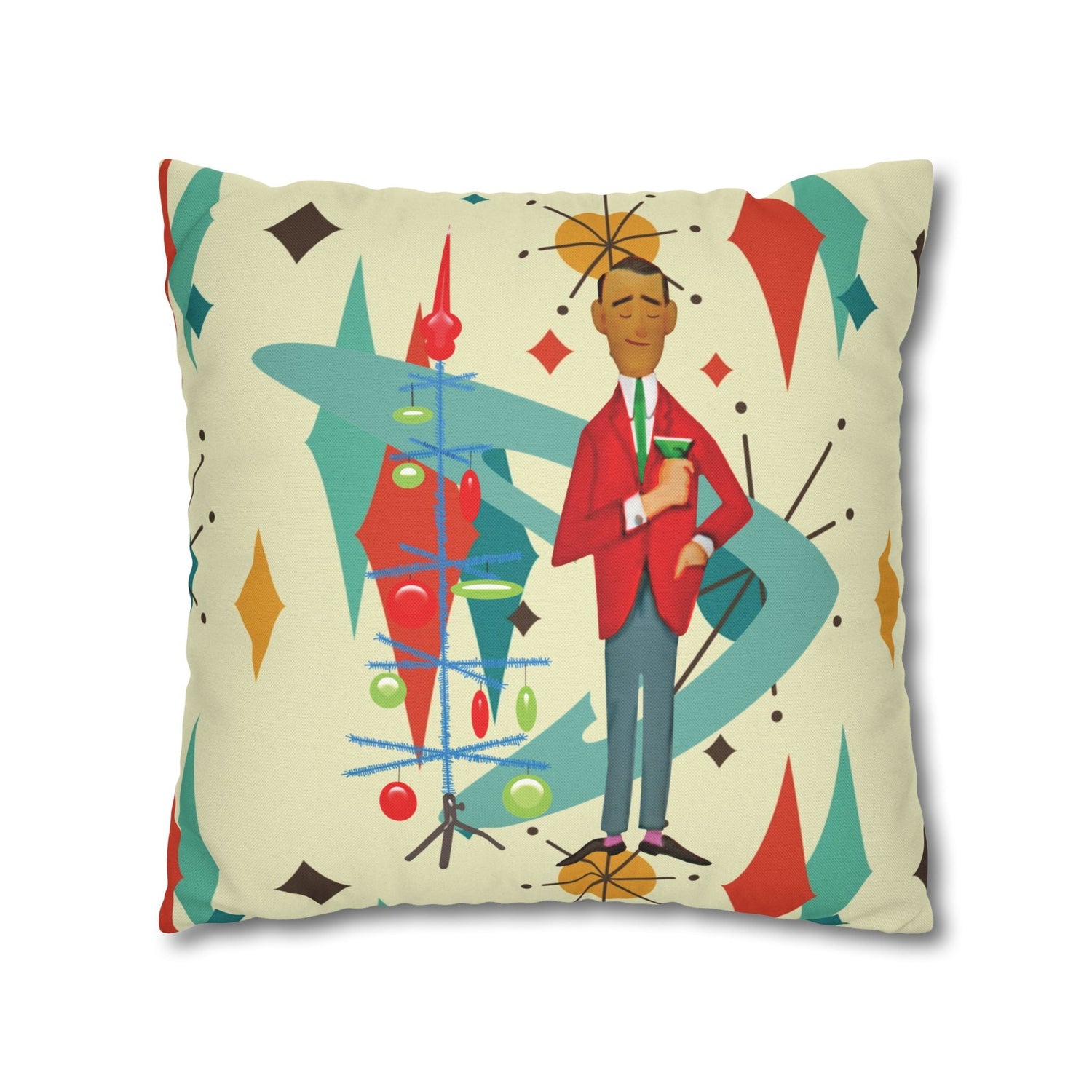 Kate McEnroe New York Retro Vintage Kitsch MCM Christmas Holiday Pillow CoverThrow Pillow Covers31954214882684127652