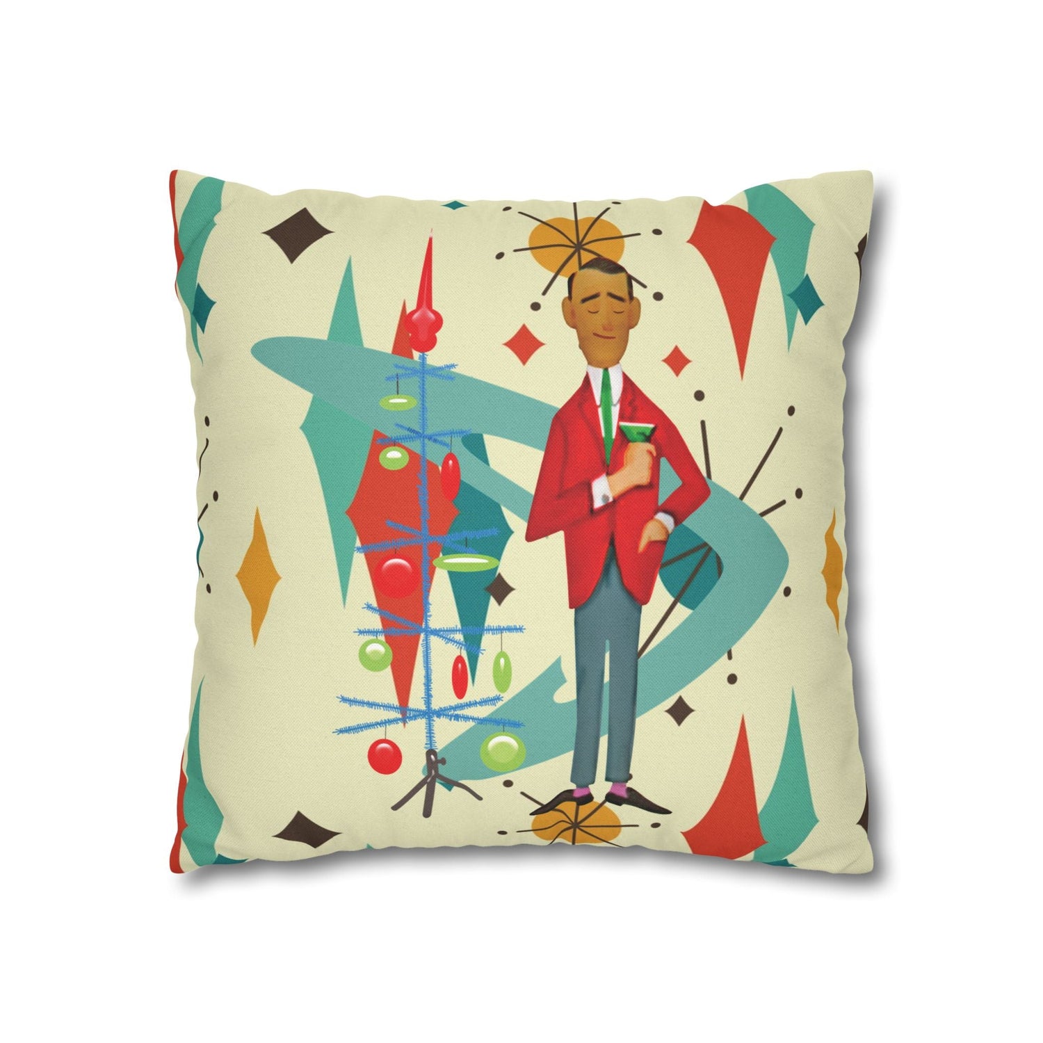 Kate McEnroe New York Retro Vintage Kitsch MCM Christmas Holiday Pillow CoverThrow Pillow Covers31954214882684127652