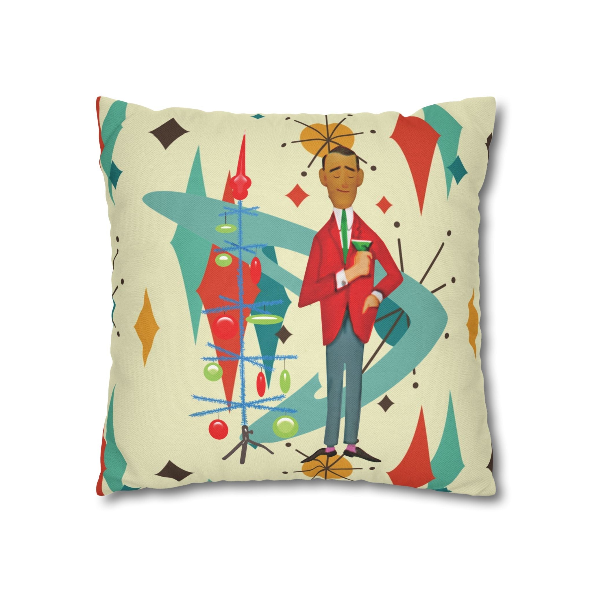 Kate McEnroe New York Retro Vintage Kitsch MCM Christmas Holiday Pillow CoverThrow Pillow Covers31954214882684127652