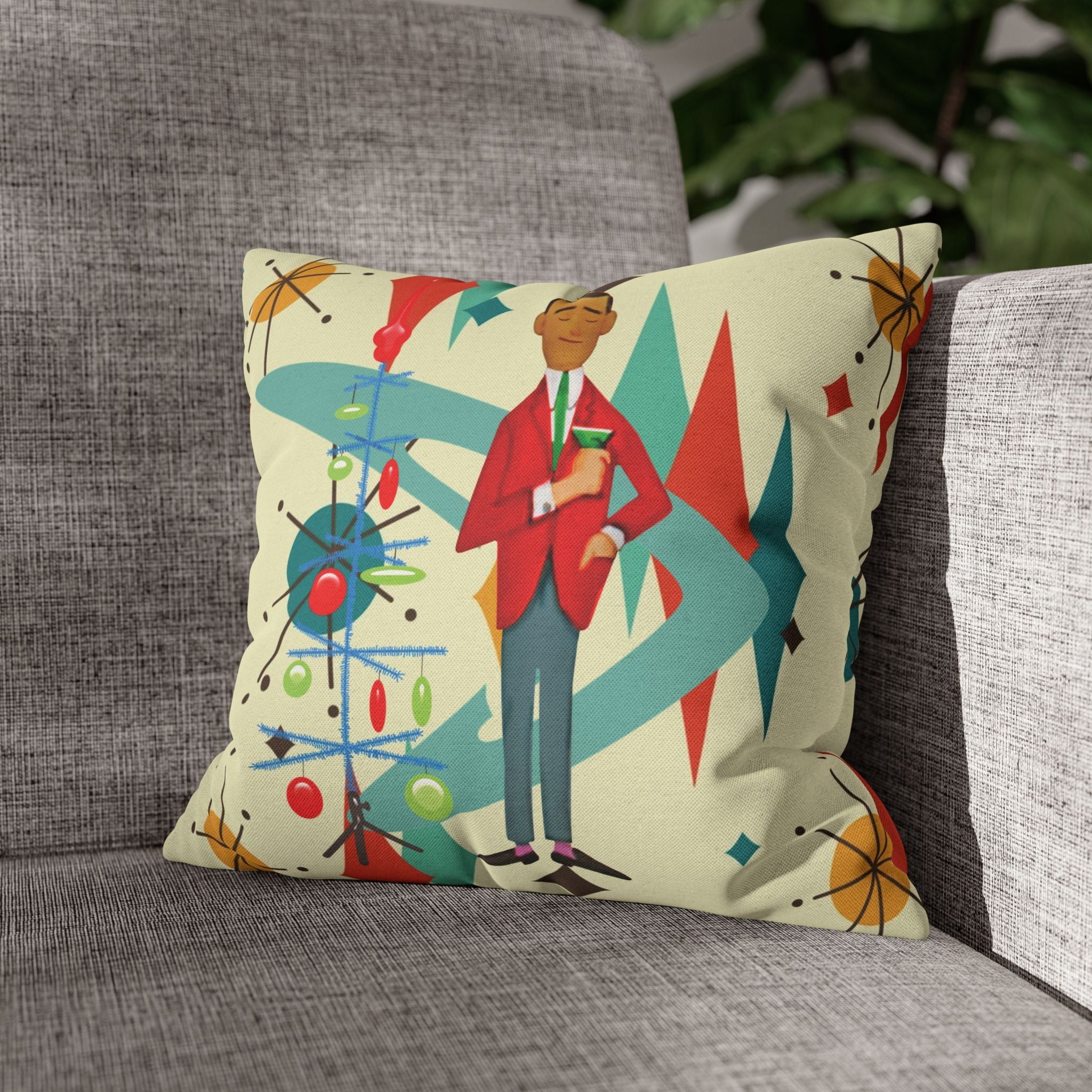 Kate McEnroe New York Retro Vintage Kitsch MCM Christmas Holiday Pillow CoverThrow Pillow Covers31954214882684127652