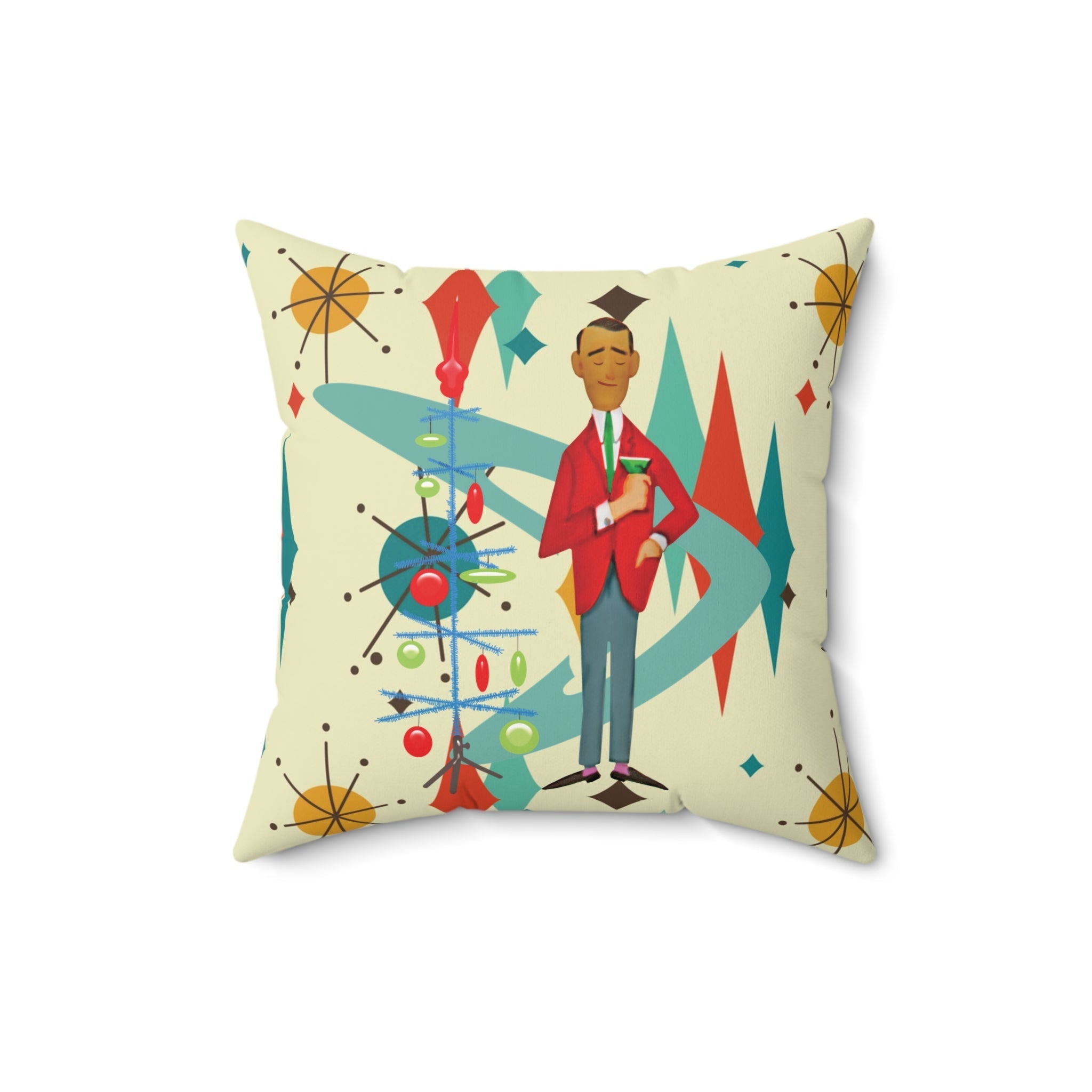 Kate McEnroe New York Retro Vintage Kitsch MCM Christmas Holiday Throw PillowThrow Pillows30644632001979877367