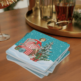 Kate McEnroe New York Retro Vintage Kitsch Snowy Christmas Coasters, Mid Century Modern 50s Holiday DrinkwareCoasters7021