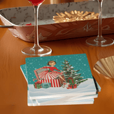 Kate McEnroe New York Retro Vintage Kitsch Snowy Christmas Coasters, Mid Century Modern 50s Holiday DrinkwareCoasters7021