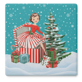 Kate McEnroe New York Retro Vintage Kitsch Snowy Christmas Coasters, Mid Century Modern 50s Holiday DrinkwareCoasters7021