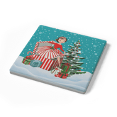 Kate McEnroe New York Retro Vintage Kitsch Snowy Christmas Coasters, Mid Century Modern 50s Holiday DrinkwareCoasters7021