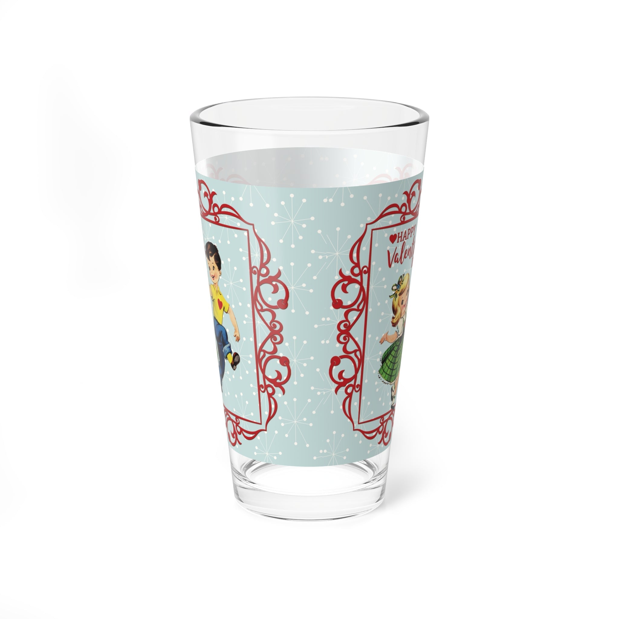 Kate McEnroe New York Retro Vintage Kitsch Valentine Pint Glass, Mid Century Modern Starburst Romantic Boy Girl BarwarePint Glasses28451834439042284552