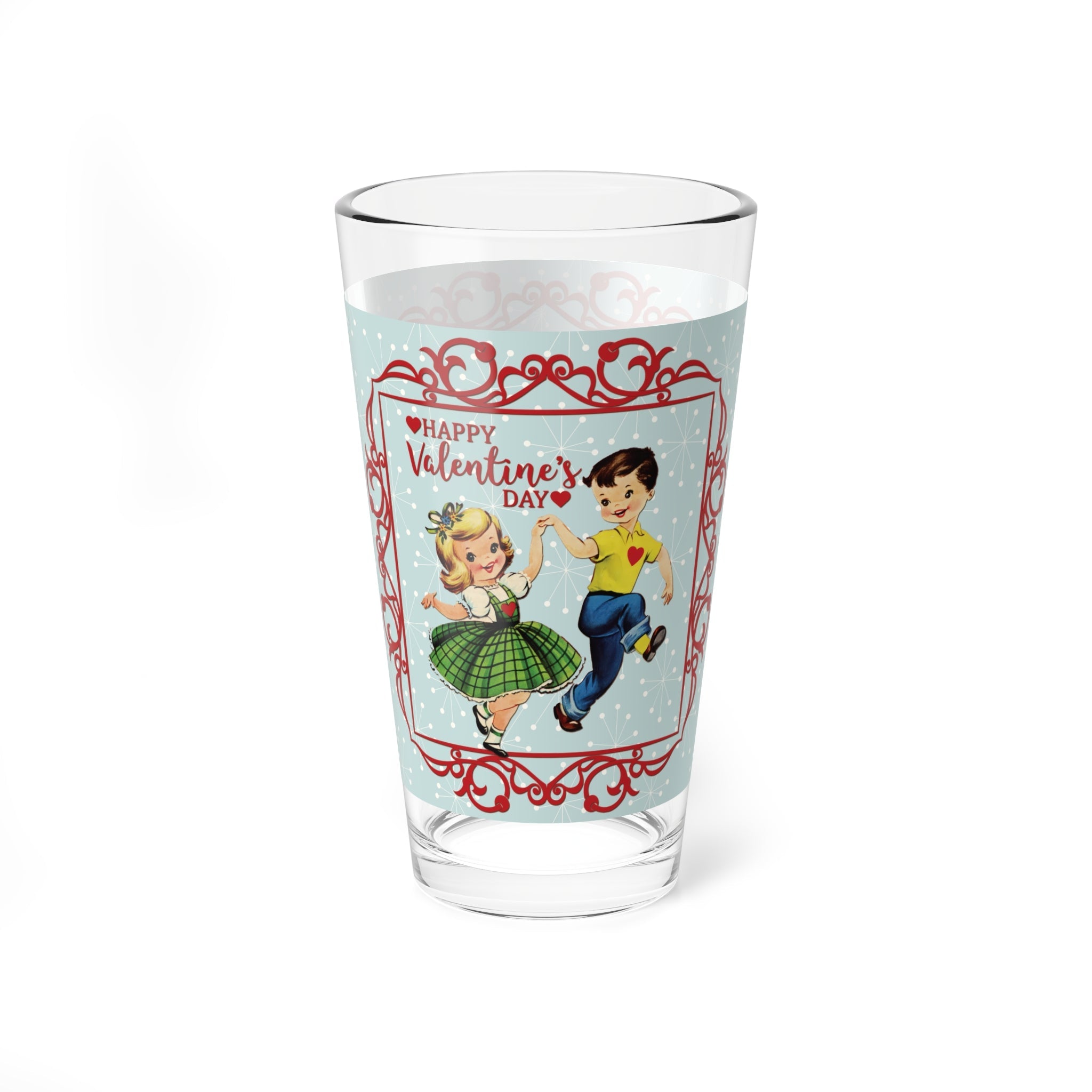 Kate McEnroe New York Retro Vintage Kitsch Valentine Pint Glass, Mid Century Modern Starburst Romantic Boy Girl BarwarePint Glasses28451834439042284552