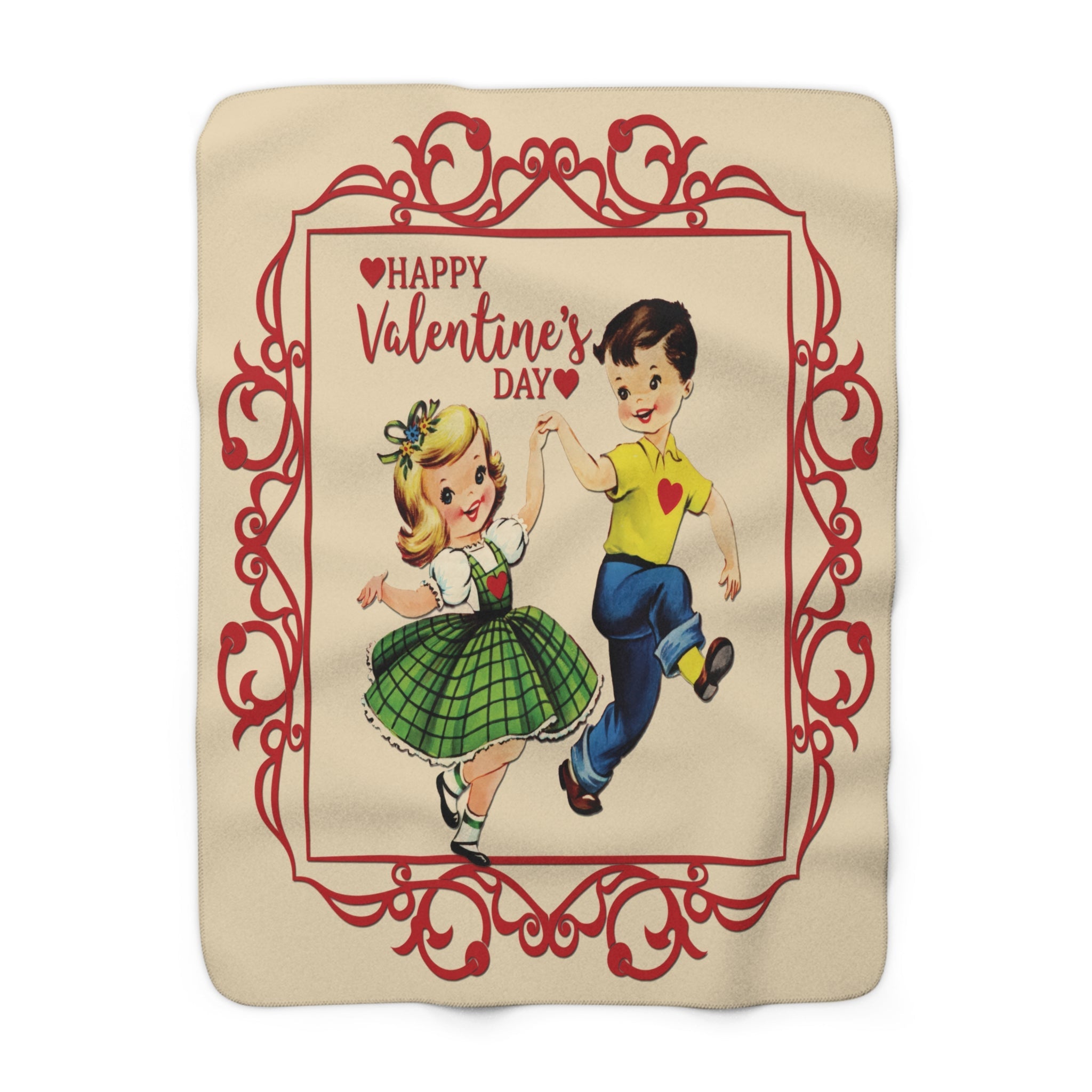 Kate McEnroe New York Retro Vintage Kitsch Valentine Sherpa Blanket, Mid Century Modern 50s Dancing Boy Girl Cute Romantic ThrowBlankets26983644697043658363