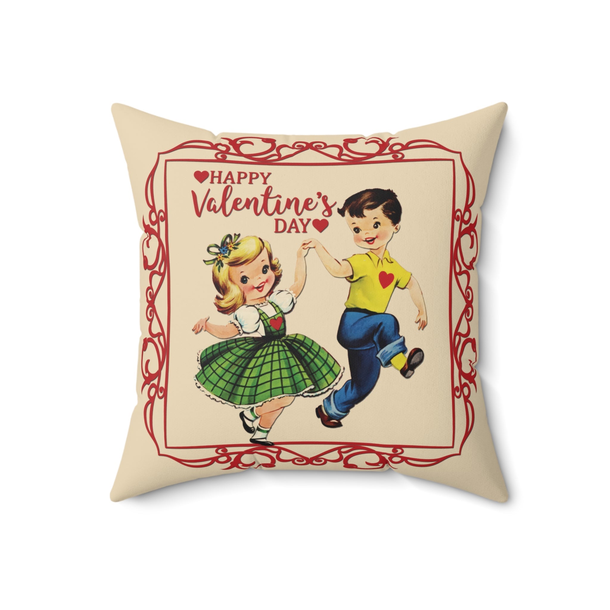 Kate McEnroe New York Retro Vintage Kitsch Valentine Throw Pillow, Mid Century Modern 50s Romantic Dancing Boy Girl CushionThrow Pillows17509597365376855190