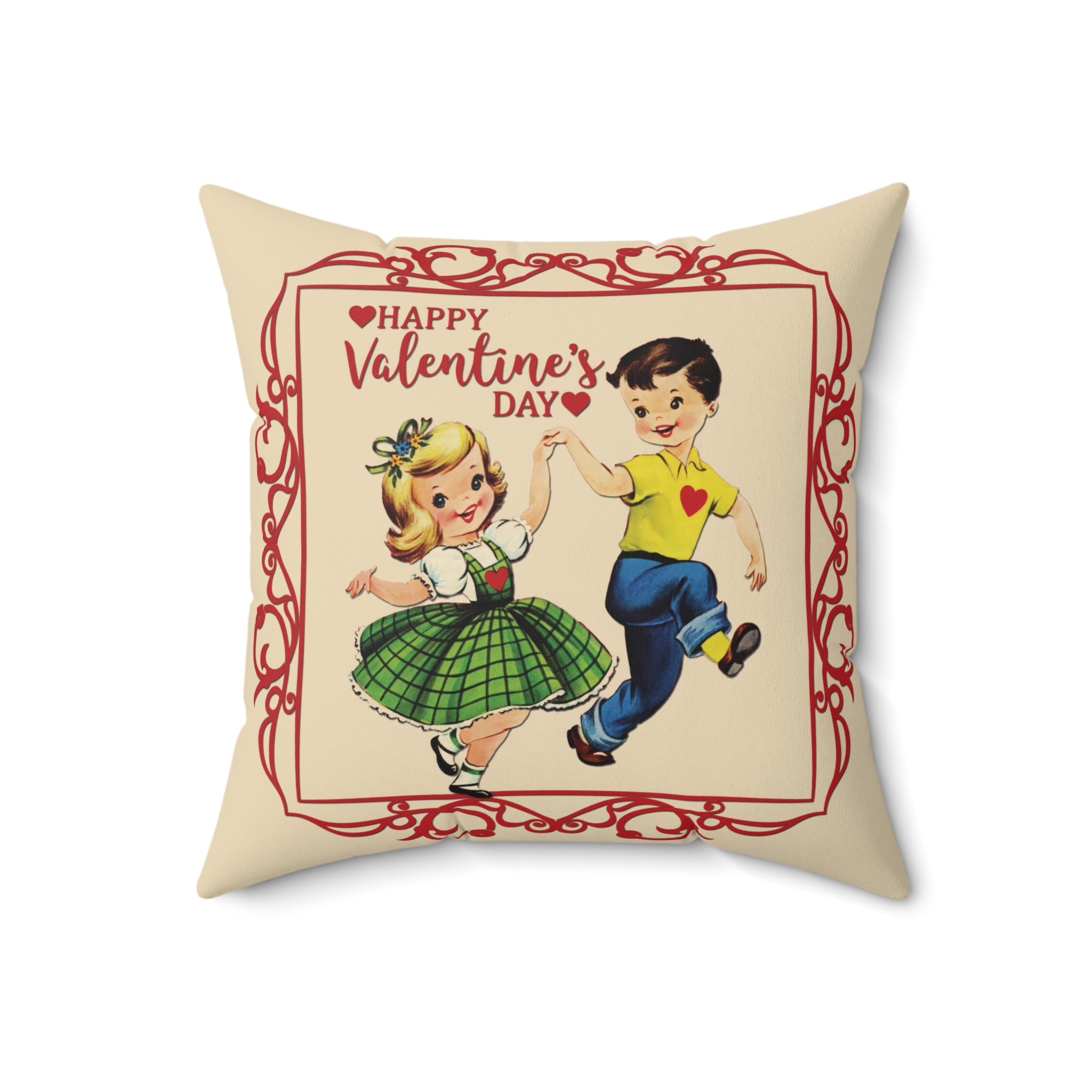 Kate McEnroe New York Retro Vintage Kitsch Valentine Throw Pillow, Mid Century Modern 50s Romantic Dancing Boy Girl CushionThrow Pillows17509597365376855190