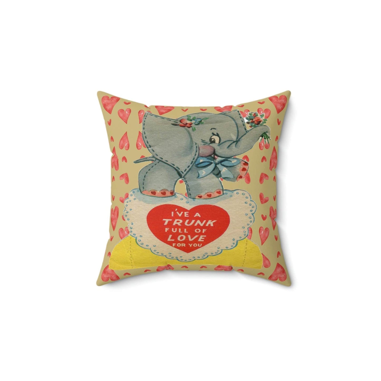 Kate McEnroe New York Retro Vintage Kitschy Elephant Valentine Throw Pillow Cover Throw Pillow Covers 16" × 16" 16328005609434771367