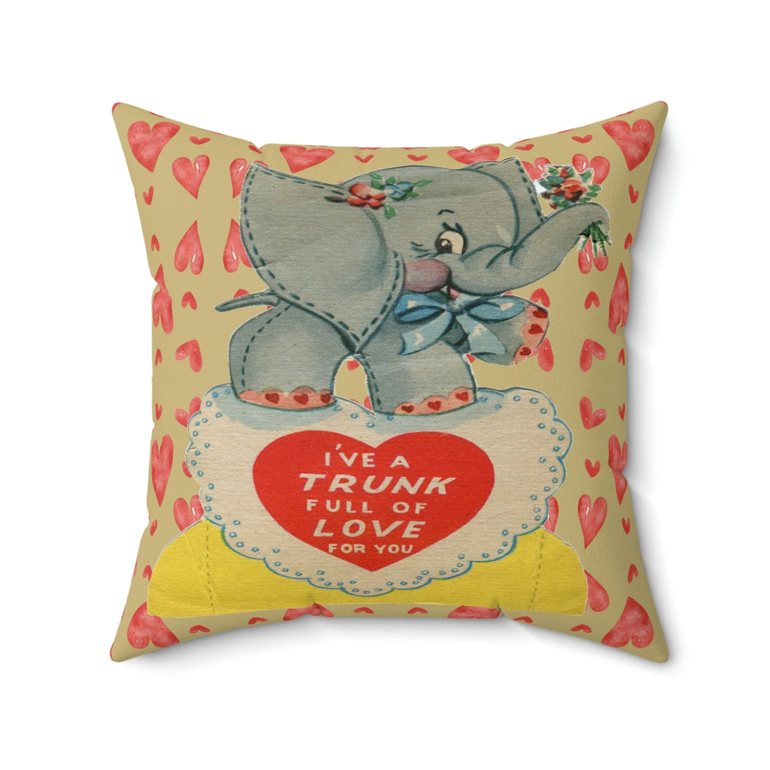 Kate McEnroe New York Retro Vintage Kitschy Elephant Valentine Throw Pillow Cover Throw Pillow Covers 20&quot; × 20&quot; 31167463583634447231