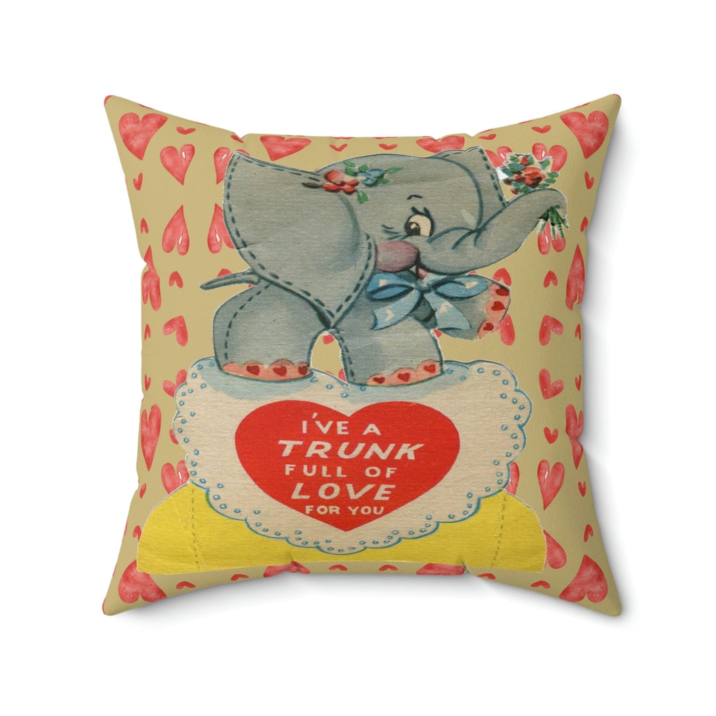 Kate McEnroe New York Retro Vintage Kitschy Elephant Valentine Throw Pillow Cover Throw Pillow Covers 20" × 20" 31167463583634447231