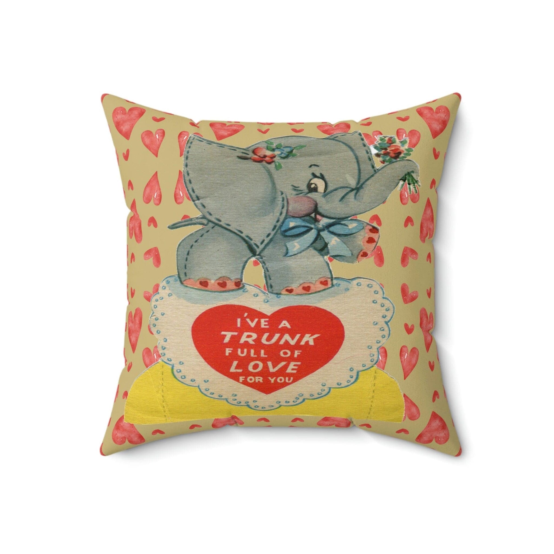 Kate McEnroe New York Retro Vintage Kitschy Elephant Valentine Throw Pillow Cover Throw Pillow Covers