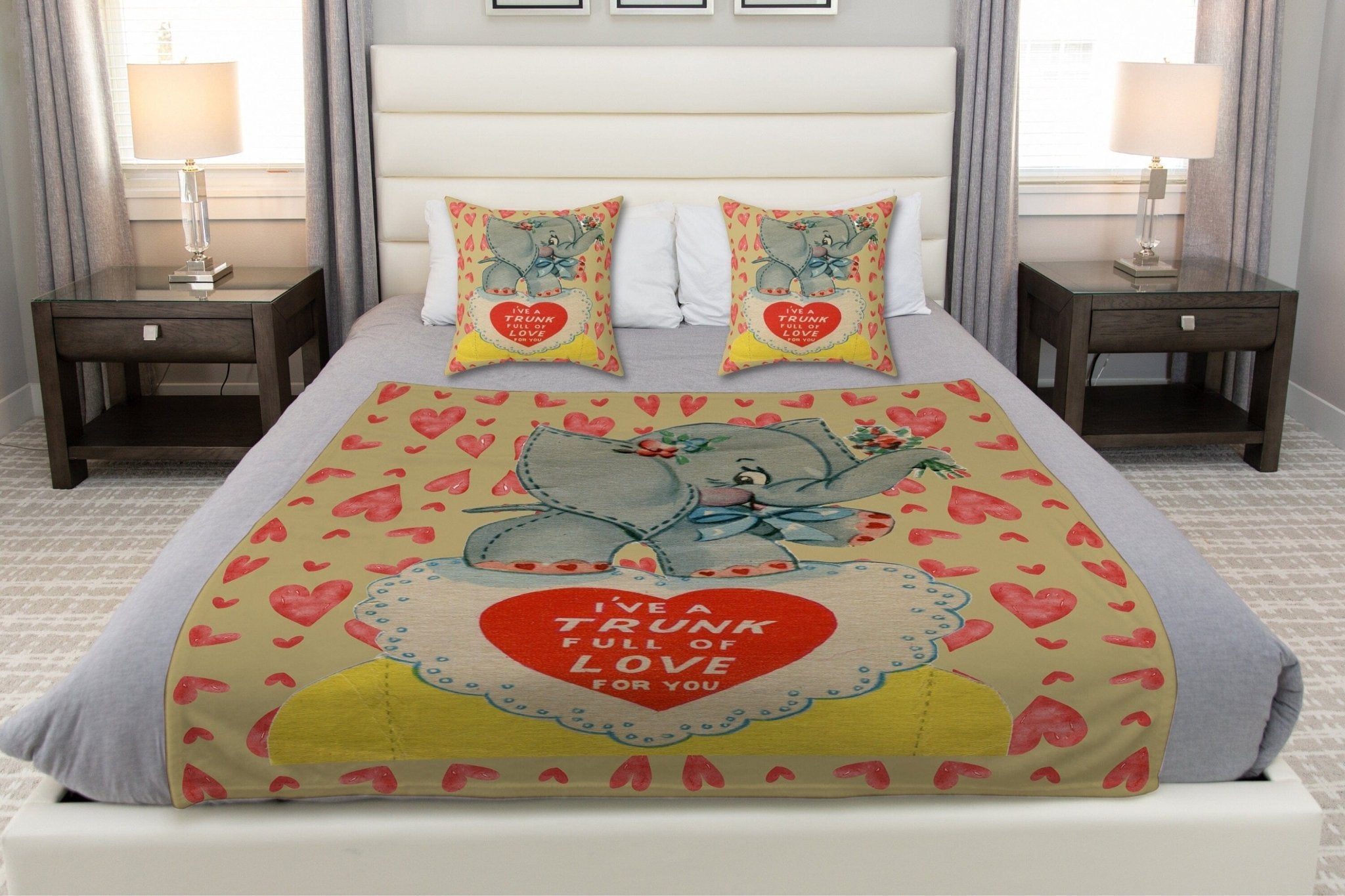 Kate McEnroe New York Retro Vintage Kitschy Elephant Valentine Throw Pillow CoverThrow Pillow Covers16328005609434771367