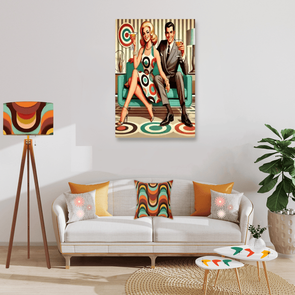 Retro Vintage Mod 60s Cocktail Canvas Wall Art, Mid Century Modern