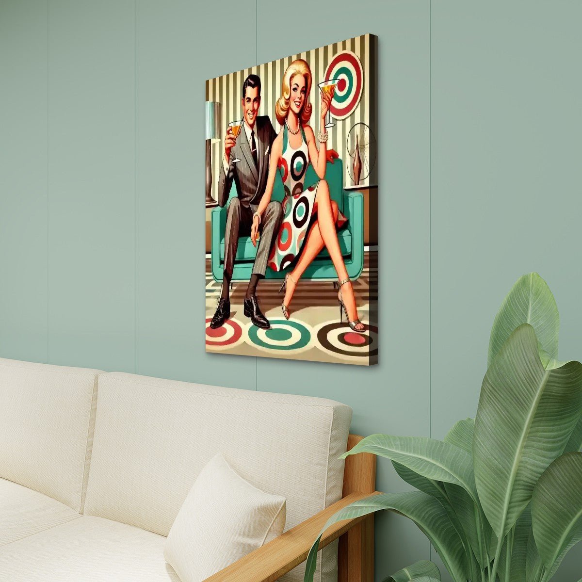 Kate McEnroe New York Retro Vintage Mod 60s Cocktail Canvas Wall Art, Mid Century Modern Cocktail Lounge VibesCanvas Wall ArtQNU9biGcgC