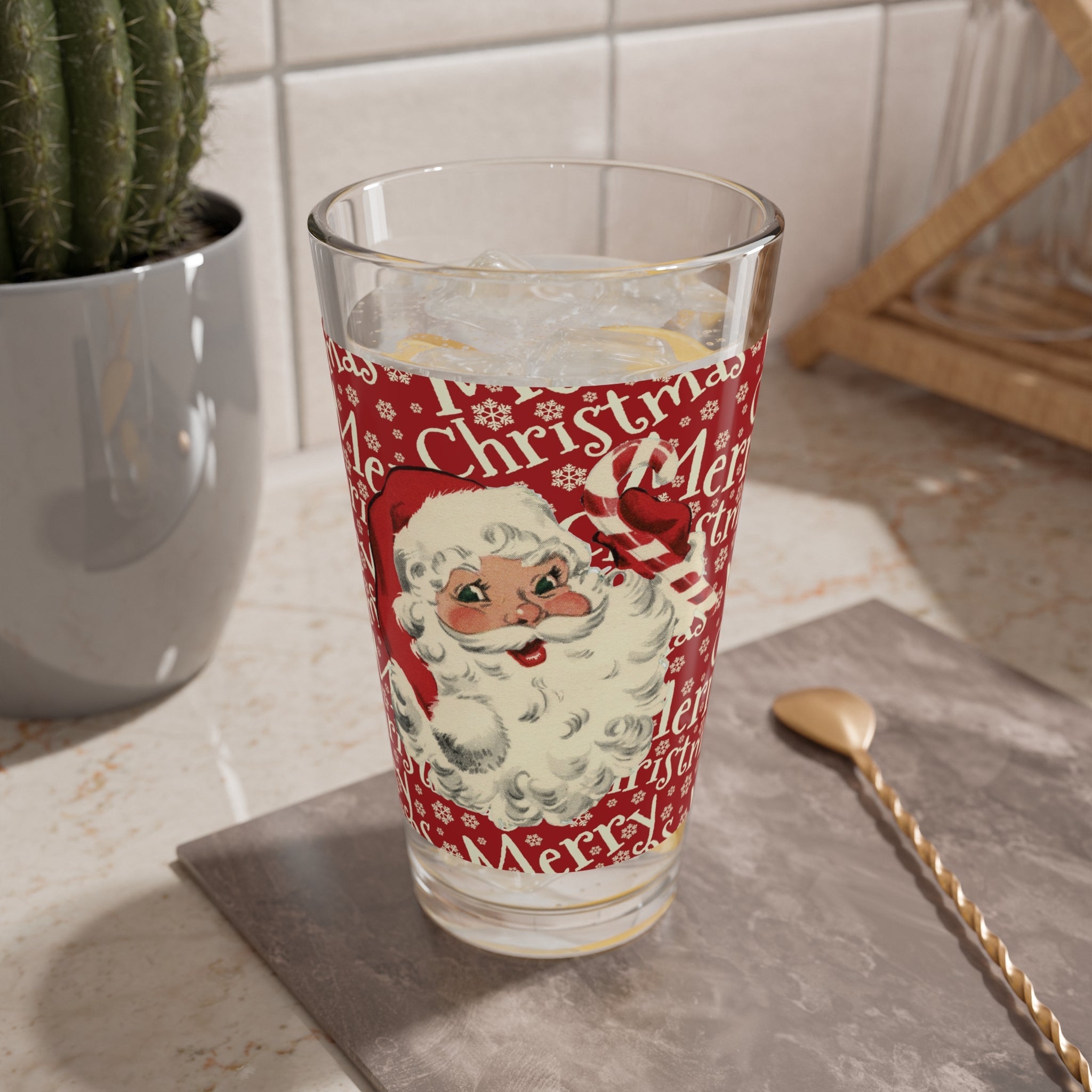 Kate McEnroe New York Retro Vintage Santa Claus Christmas Pint GlassPint Glasses16457134374639422778