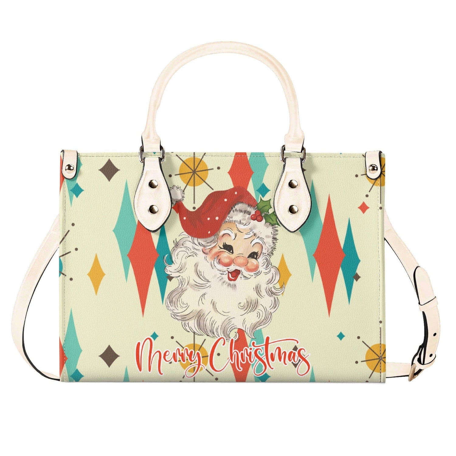 Kate McEnroe New York Retro Vintage Santa Franciscan Diamond Starburst Christmas HandbagHandbagsYP6DK4GN-1