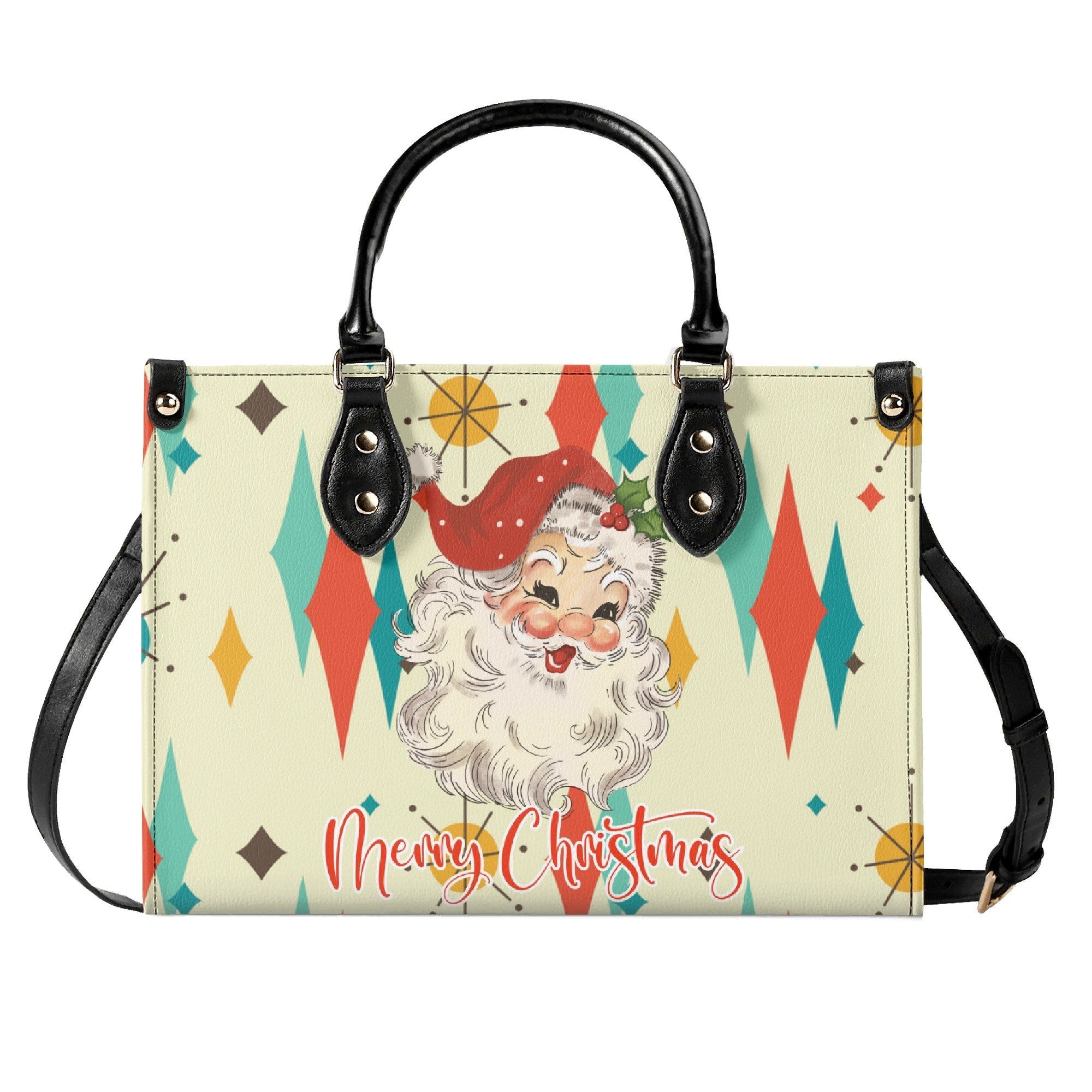 Kate McEnroe New York Retro Vintage Santa Franciscan Diamond Starburst Christmas HandbagHandbagsYP6DK4GN-1