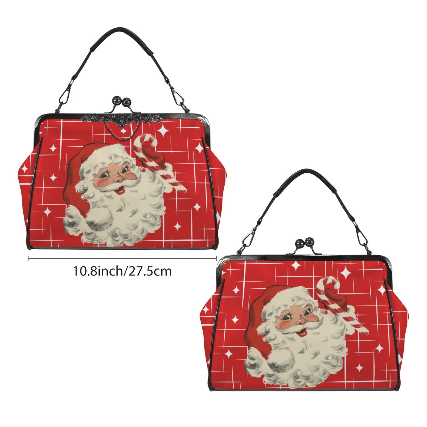Kate McEnroe New York Retro Vintage Santa Kisslock Purse Red Starburst Holiday HandbagCrossbody BagsD3261617