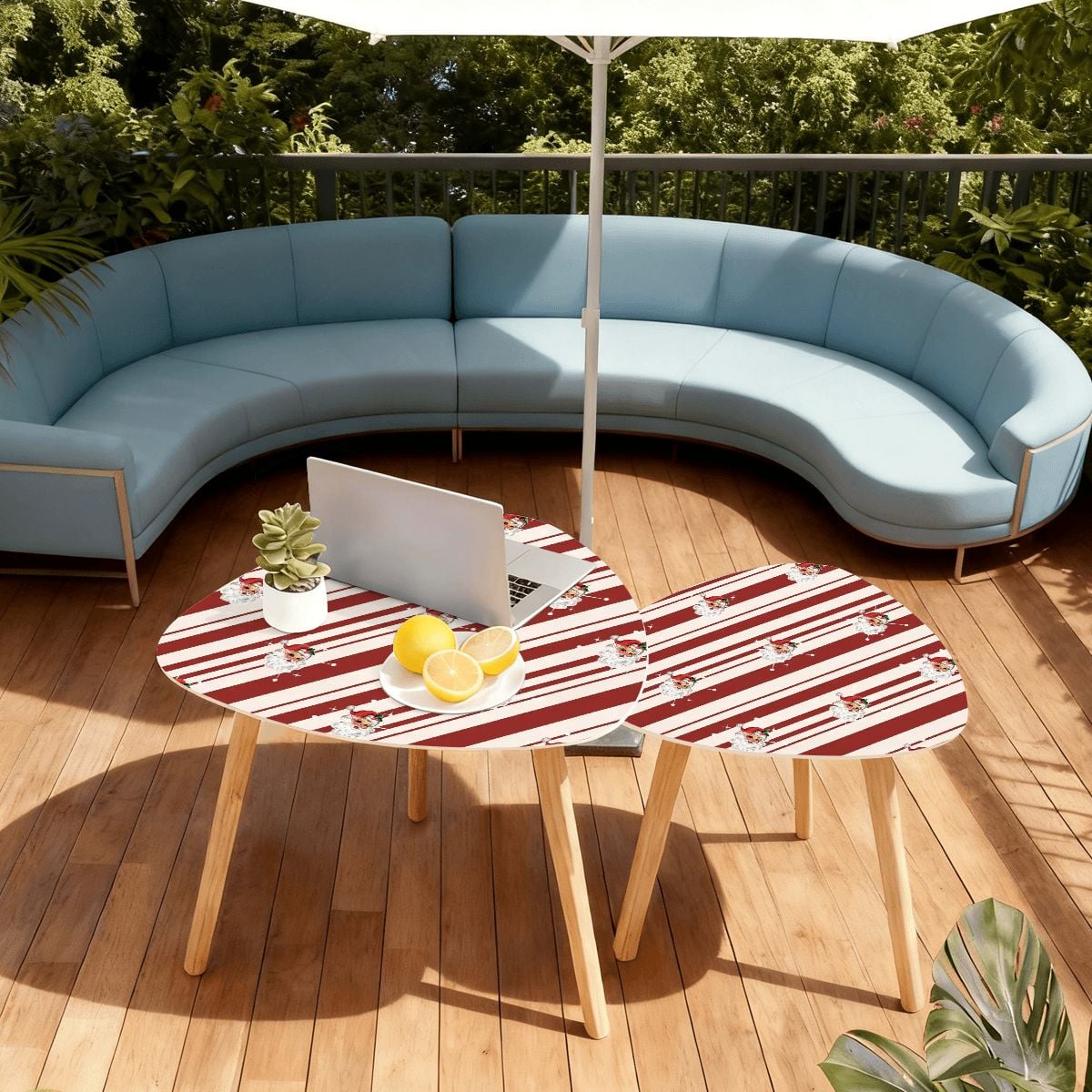 Kate McEnroe New York Retro Vintage Santa Stripe Christmas Nesting TablesNesting Tables6n8GzejWCH