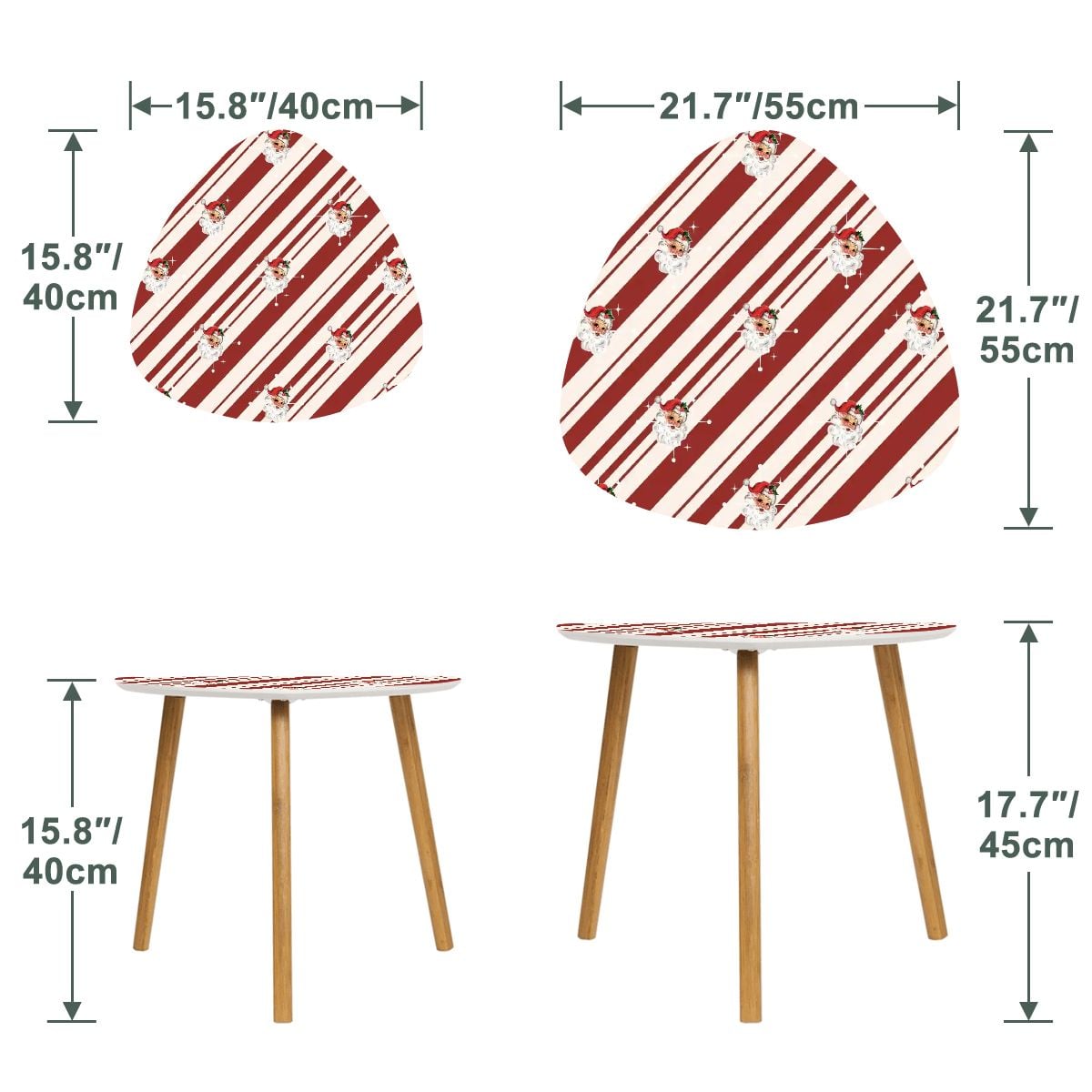 Kate McEnroe New York Retro Vintage Santa Stripe Christmas Nesting TablesNesting Tables6n8GzejWCH