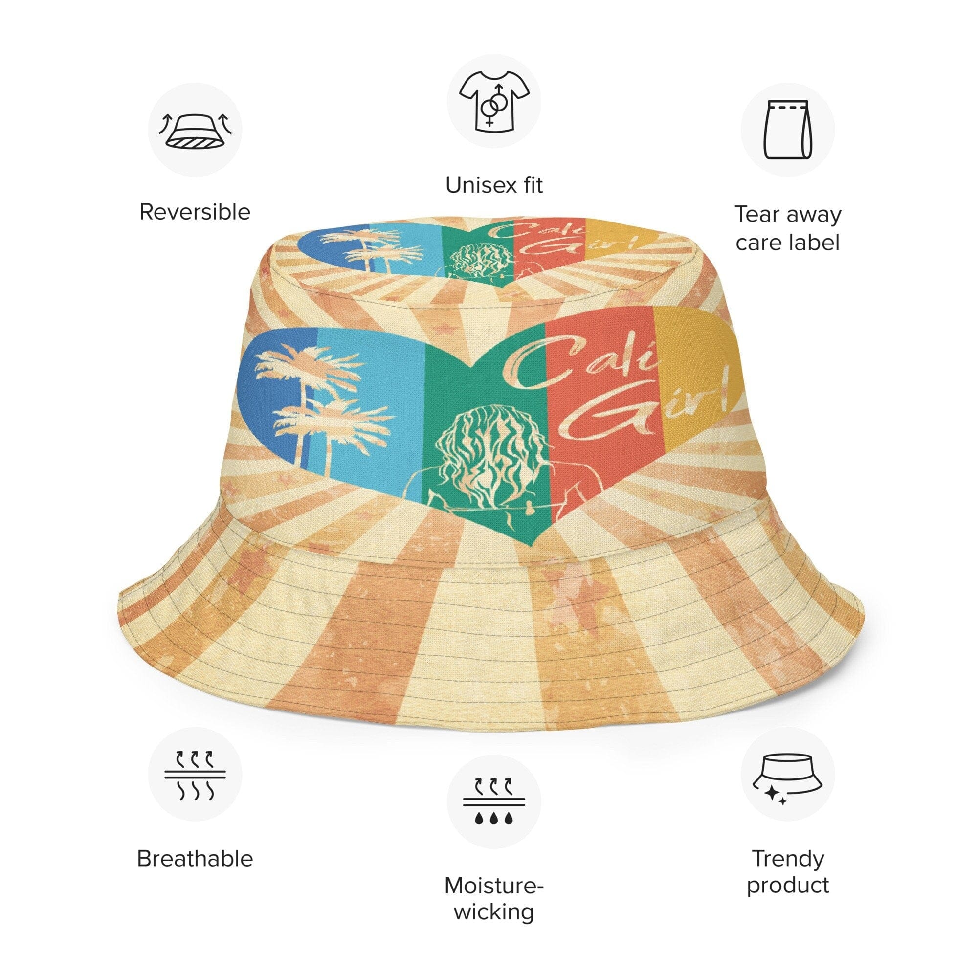 Kate McEnroe New York Retro Vintage Surfer Cali Girl Reversible Bucket HatHats63C761601D07C_16360