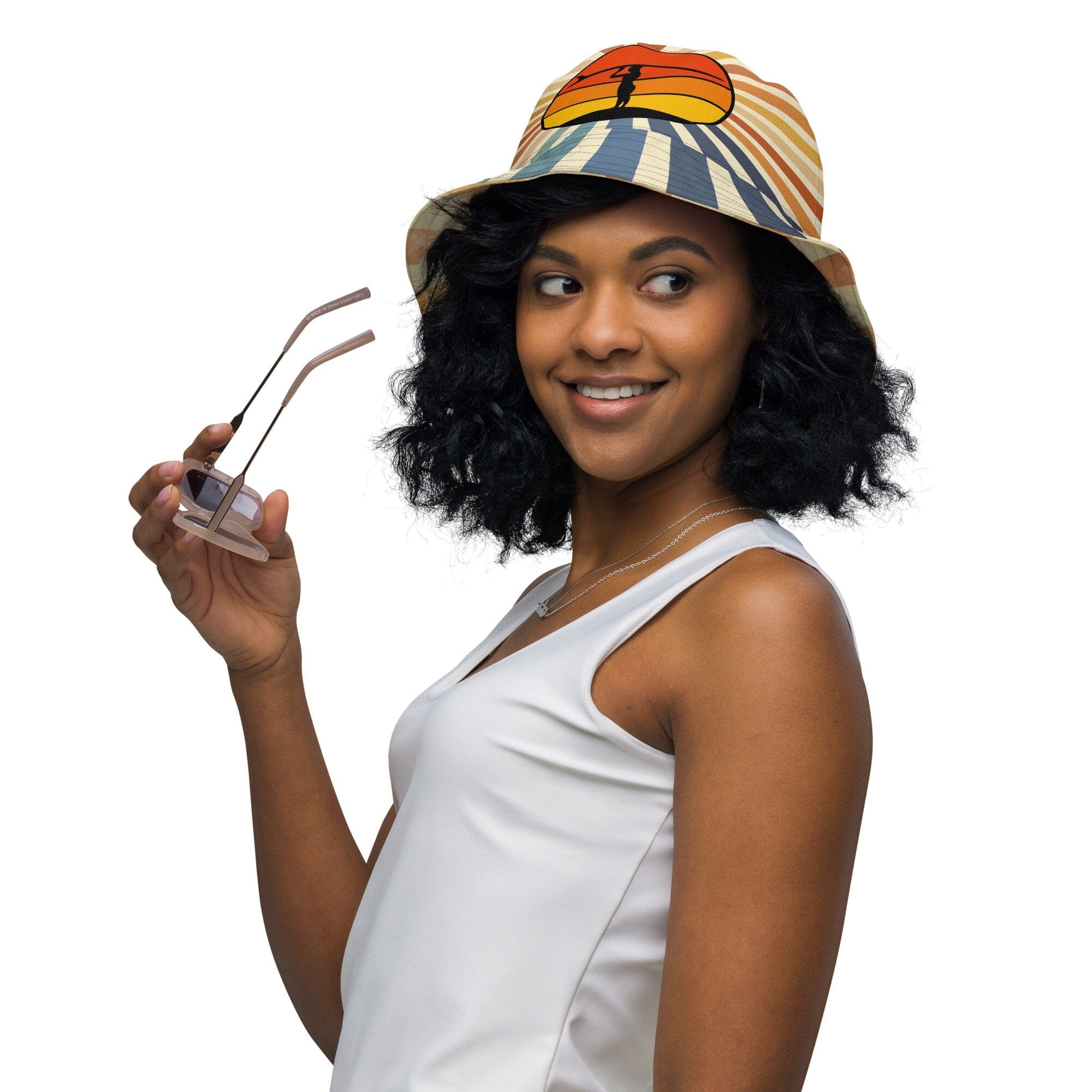 Kate McEnroe New York Retro Vintage Surfer Cali Girl Reversible Bucket HatHats63C761601D07C_16361