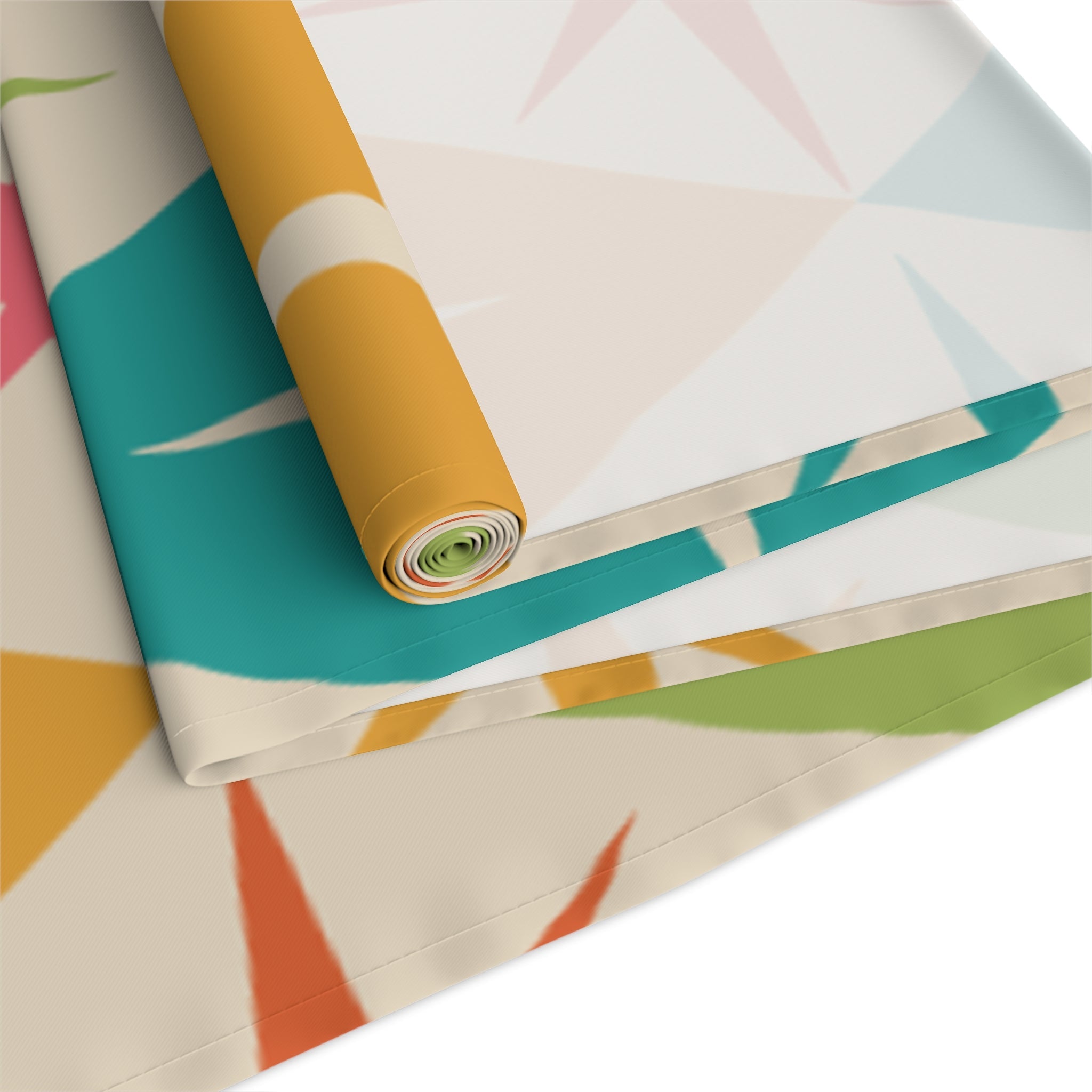 Kate McEnroe New York Retro Vintage Table Runner, 50s Mid Century Modern Diamond Starbursts, Teal, Pink, Burnt Orange, Mustard Yellow, Lime MCM Table LinensTable Runners27861548772383124521