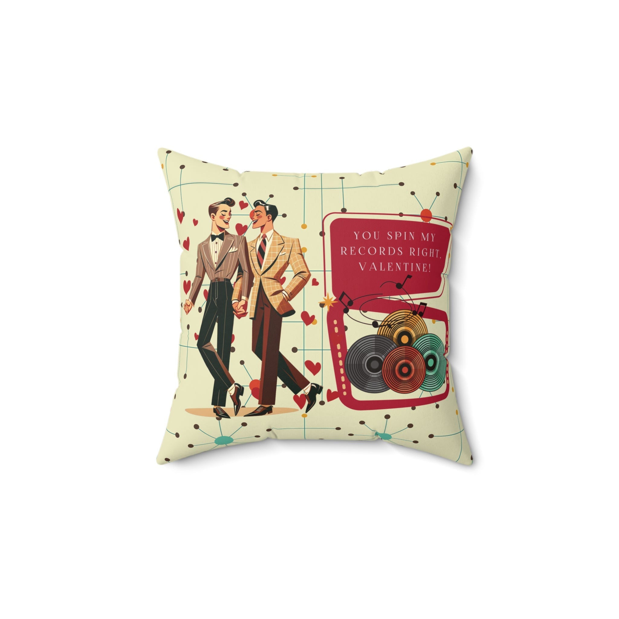 Kate McEnroe New York Retro Vinyl Dapper Dudes MCM Valentine Throw PillowThrow Pillows33341464900307013173