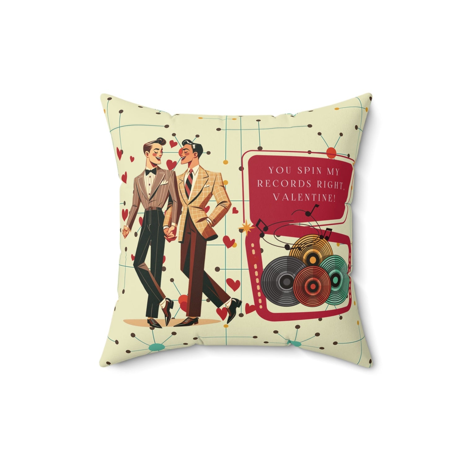 Kate McEnroe New York Retro Vinyl Dapper Dudes MCM Valentine Throw PillowThrow Pillows33341464900307013173