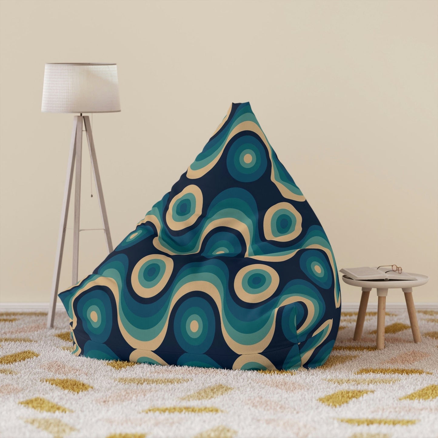 Kate McEnroe New York Retro Wavy Circle Bean Bag Chair Cover Bean Bag Chair Covers 38" × 42" × 29" / Without insert 26761955308362604545