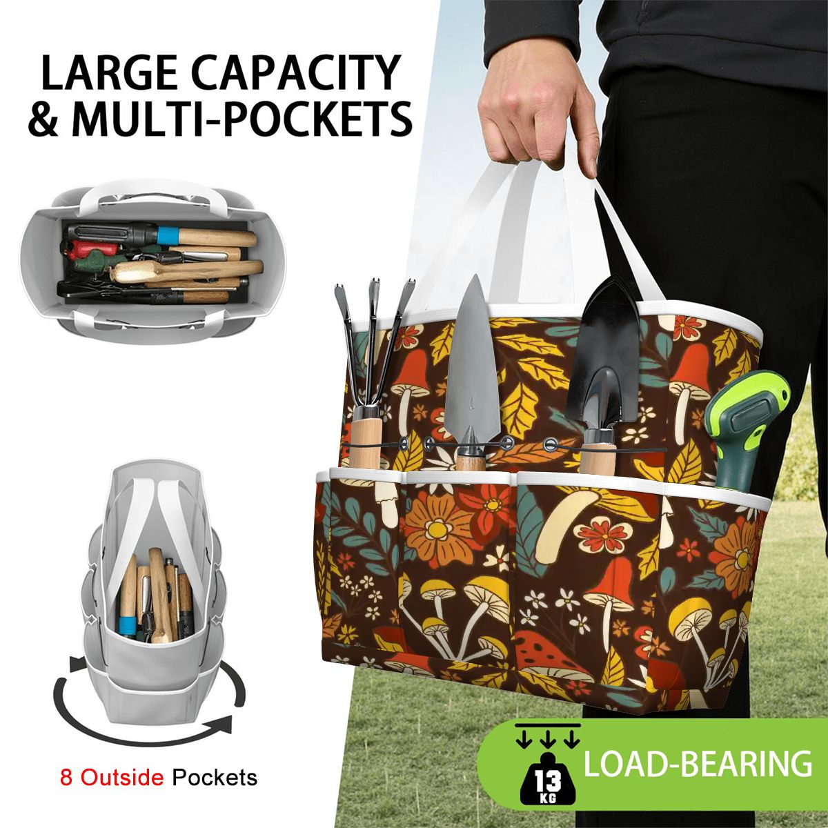 Kate McEnroe New York Retro Woodland Groovy Mushrooms Garden Tool BagGarden Tool Bag4R6nkVtyu1
