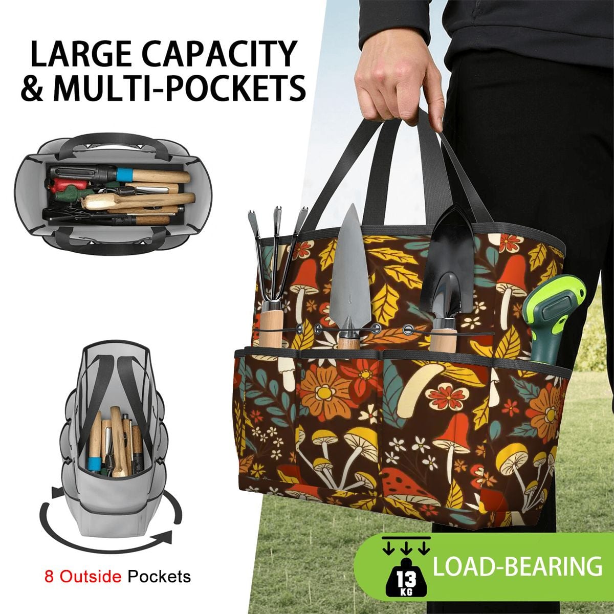 Kate McEnroe New York Retro Woodland Groovy Mushrooms Garden Tool BagGarden Tool Bag4R6nkVtyu1