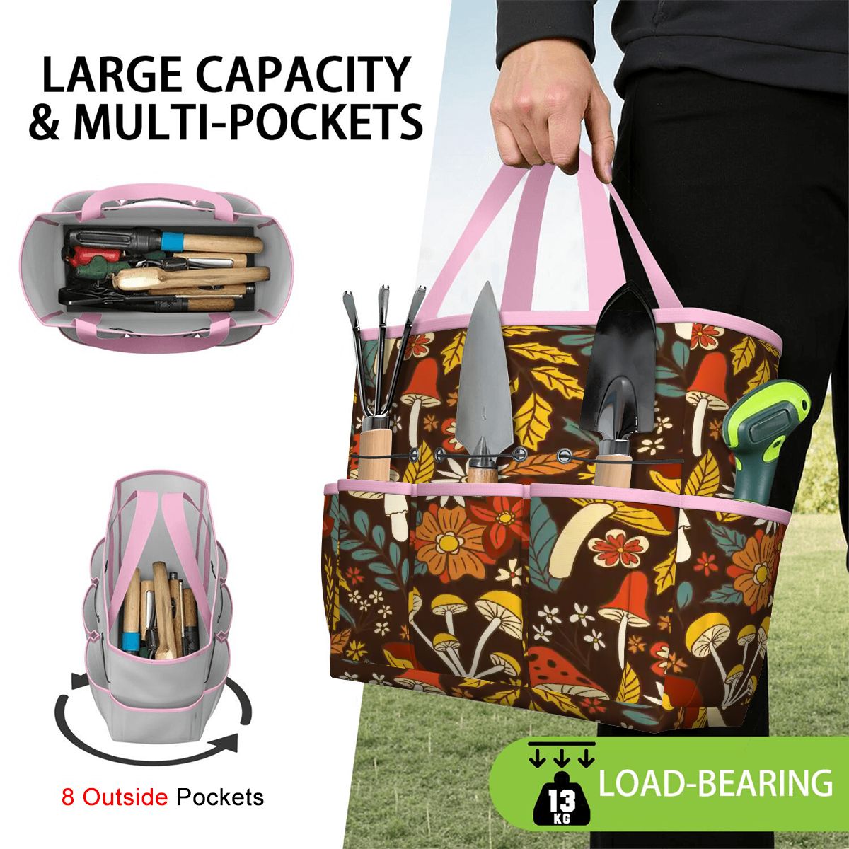 Kate McEnroe New York Retro Woodland Groovy Mushrooms Garden Tool BagGarden Tool Bag4R6nkVtyu1