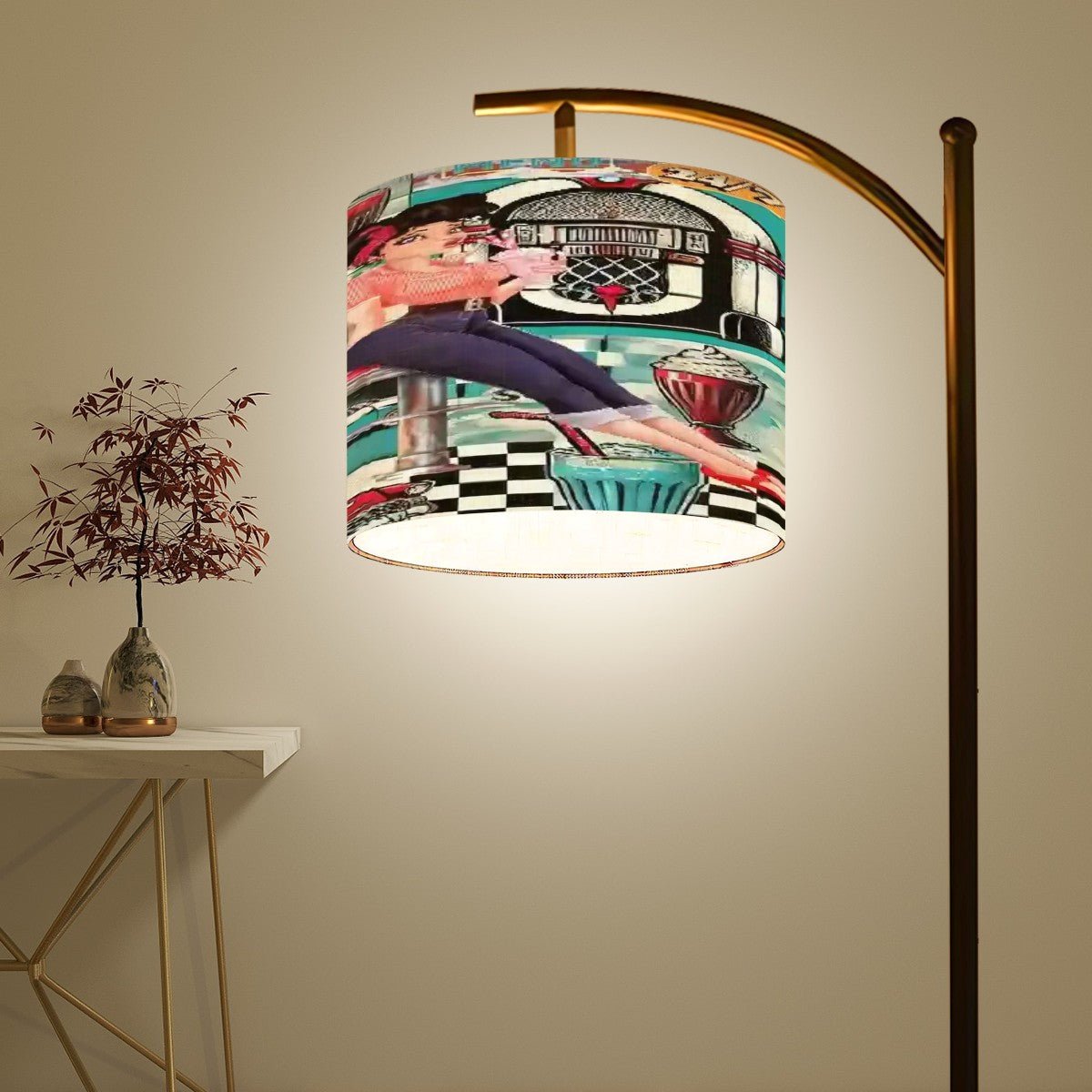 Kate McEnroe New York Rockin’ Retro Diner Arc Floor Lamp, 50s Pin - Up Soda Fountain Light, Mid Century American Jukebox Statement LampFloor Lamps2Wt2wdI2PB