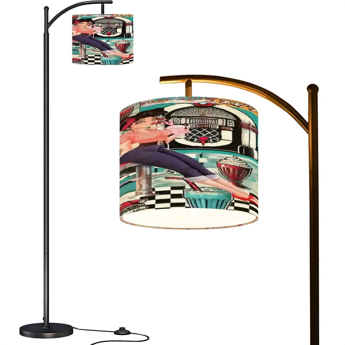 Kate McEnroe New York Rockin’ Retro Diner Arc Floor Lamp, 50s Pin - Up Soda Fountain Light, Mid Century American Jukebox Statement LampFloor Lamps2Wt2wdI2PB