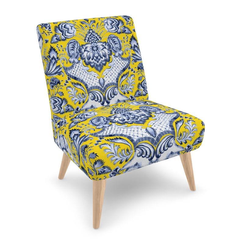 Kate McEnroe New York Royal Azure Damask Accent Chair Accent Chairs 2340448