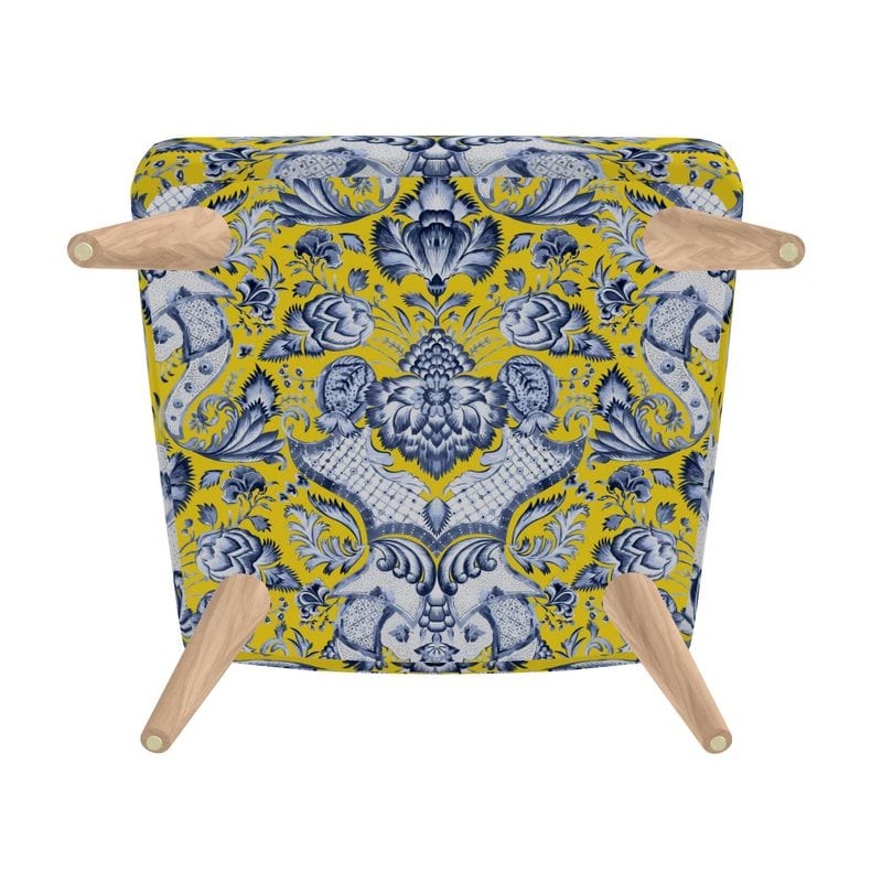 Kate McEnroe New York Royal Azure Damask Accent Chair Accent Chairs 2340448