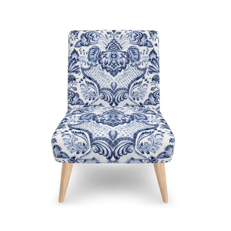 Kate McEnroe New York Royal Azure Damask Accent Chair Accent Chairs 2340488