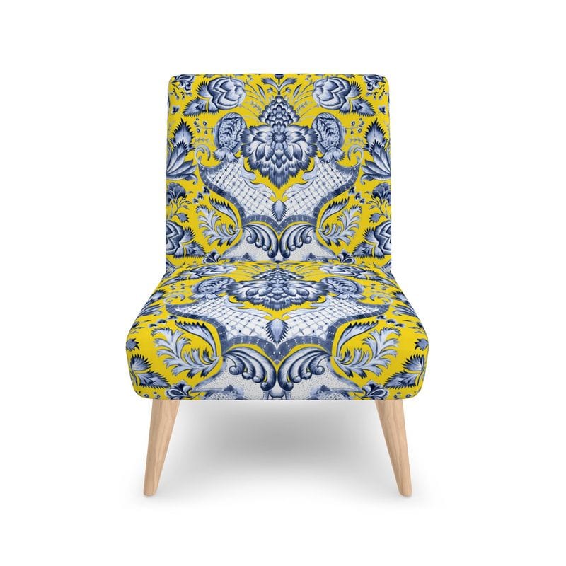 Kate McEnroe New York Royal Azure Damask Accent ChairAccent Chairs2340448